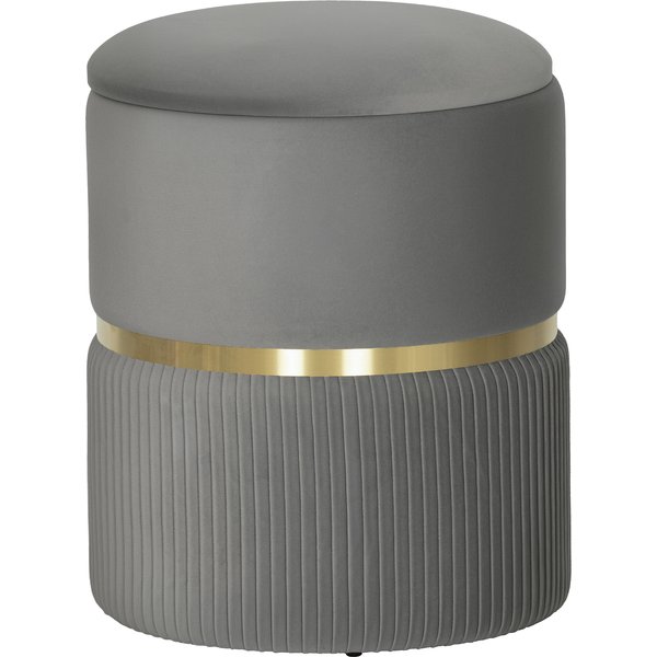 HOMCOM Velvet-Feel Storage Ottoman - Grey | Aosom Ireland