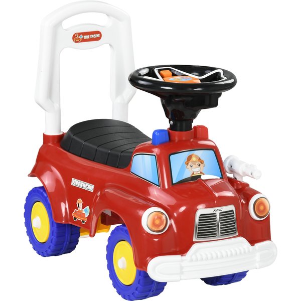 Aiyaplay Porteur Trotteur Enfants VéHicule à Pousser Camion De Pompier 18-36 Mois Coffre Phares Musique Rouge-image