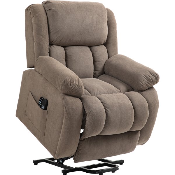 Homcom Fauteuil Releveur ÉLectrique, Massage Et Chauffage, Repose-Pieds, Dossier Inclinable, TéLéCommande, 93X104X100Cm, Marron-image
