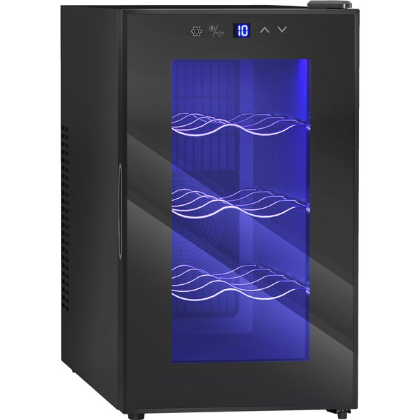 HOMCOM Mini Freestanding Wine Cooler Fridge, 8 Bottle, 21L, 26.5cm Quiet Thermoelectric Under Counter Drinks Beer Wine Fridge | Aosom Ireland