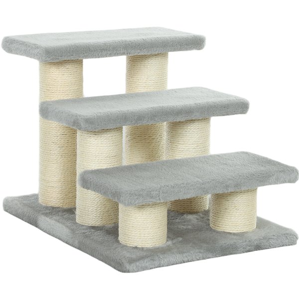 PawHut Hundetreppe 3 Stufen 34 cm Hoch Haustiertreppe für Katze Hunde Katzentreppe Hunderampe Einstiegshilfe für Bett, Sofa, Couch Grau Aosom