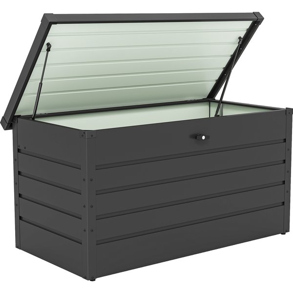 Outsunny Coffre De Rangement Exterieur Xxl 311L Coffre De Jardin Acier Galvanisé Verrouillable VéRin à Gaz 120X62X62Cm Gris Foncé-image