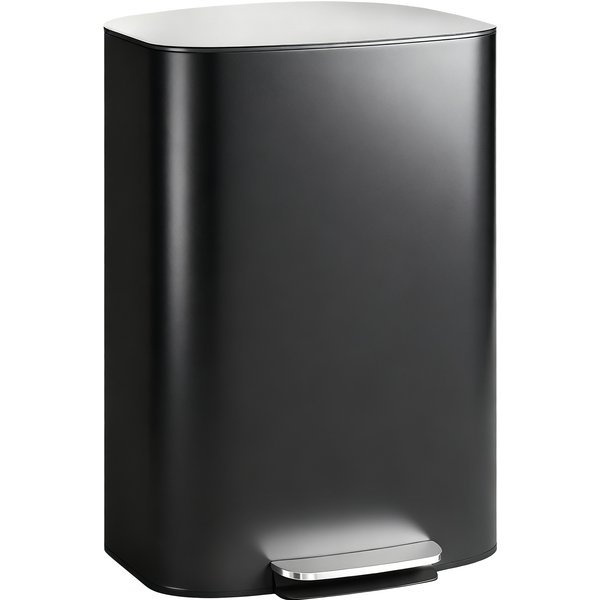 Homcom Poubelle Cuisine 50L, Poubelle à PéDale, Seau IntéRieur Amovible, Couvercle à Fermeture Douce, 45,1X36,5X62,6Cm, Noir-image