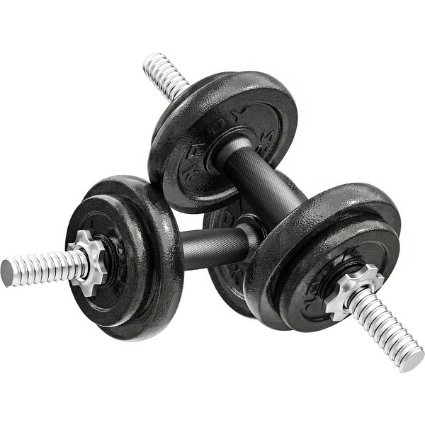 Sportnow Ensemble D'haltèRes 2-En-1 20Kg Poids RéGlable Kit HaltèRes Musculation Barre D'extension PoignéE AntidéRapante Noir-image