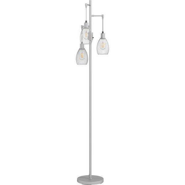 HOMCOM 170.5cm Industrial Dimmable Standing Lamp, 3-Light Floor Lamp with Steel Wire Cage Lampshades, Silver Tone