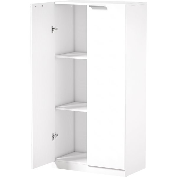 HOMCOM 120 cm Tall Storage Cabinet Cupboard, 3-Tier File Organiser Wooden Filing Cabinet, White