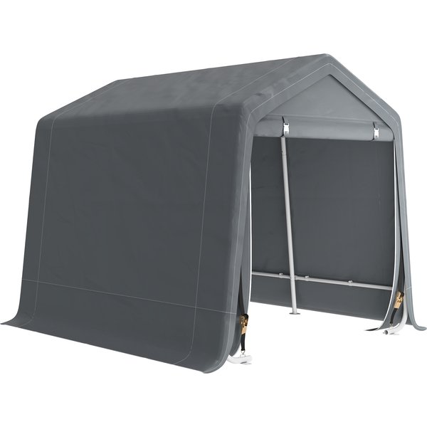 Outsunny 8 x 6.5 ft Outdoor Garden Storage Shed, Waterproof Bike Tent w/ Double Roll-up Zipper Door for Garden Tools, Dark Grey