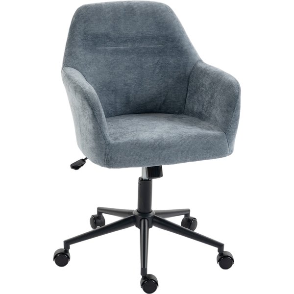 HOMCOM Ergonomischer Bürostuhl, Chenille-Bürodrehstuhl mit Höhenverstellung, Wippfunktion, dicker Polsterung, 360° drehbar, für Zuhause, Schlafzimmer, Blau Aosom