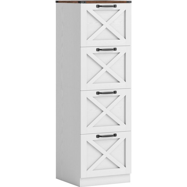 Homcom Caisson De Bureau 4 Tiroirs Support Imprimante Avec Rail Suspendu Pour A4 Et Lettre 40X40X131 Cm Blanc-image