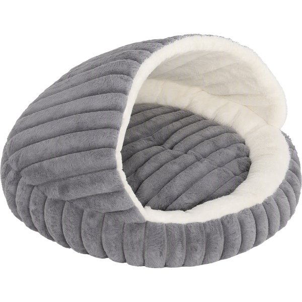 PawHut Lit Pour Chat Grotte Pour Chatons Avec Base AntidéRapante Et Coussin Lavable Pour IntéRieur 50X50X32 Cm Gris-image