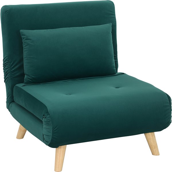 Homcom Fauteuil-Lit 3-En-1, Fauteuil Pliant Avec Fonction Lit, Dossier Click-Clack RéGlable, Vert Foncé-image