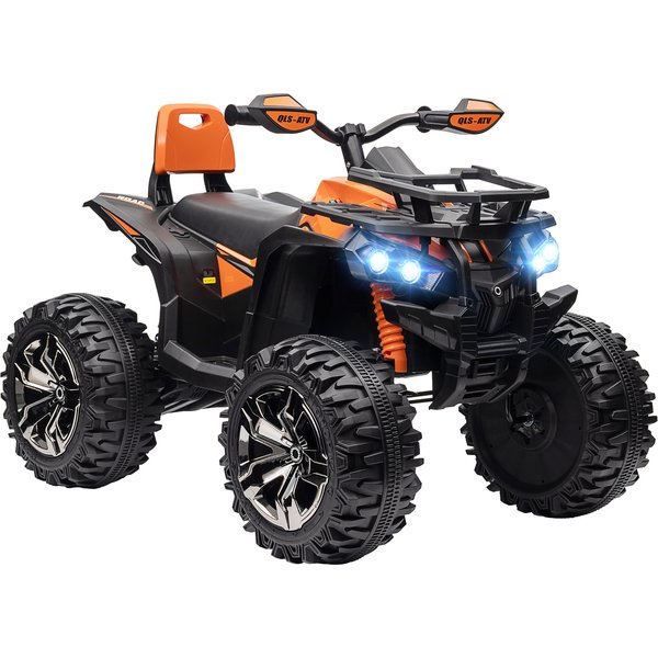 HOMCOM Elektro Quad für Kinder, 12V 10Ah Kinder Quad mit Vorwärts-, Rückwärtsfunktion, 2 Motor, USB-Anschluss, MP3-Musikplayer, Kinderfahrzeug mit Scheinwerfer 3-8 km/h, für Kinder 3-5, Orange Aosom