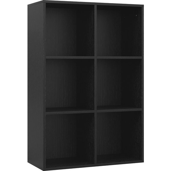HOMCOM Six-Cube Bookcase - Black Wood Effect Aosom UK