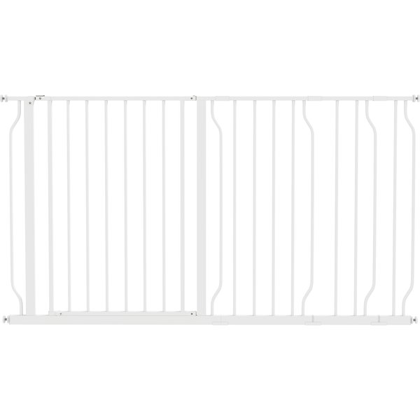 PawHut Extra Wide Dog Safety Gate, with Door Pressure, for Doorways, Hallways, Staircases - White | Aosom Ireland