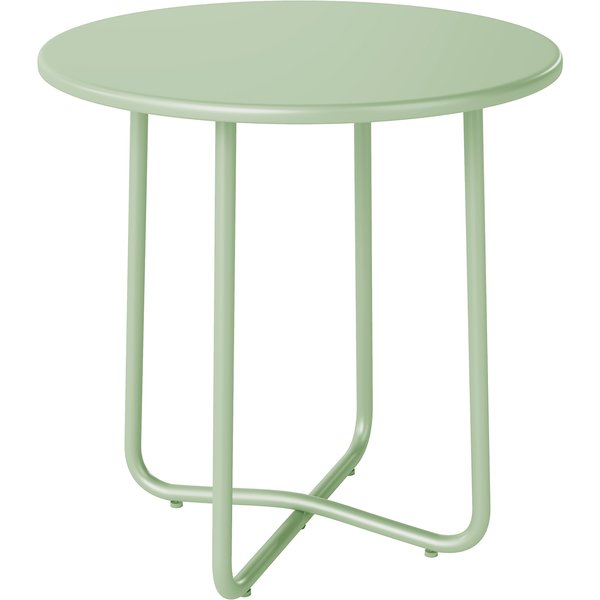 Outsunny 48 cm Round Garden Side Table, Small Metal Outdoor Garden Table with Rolled Edge, Green