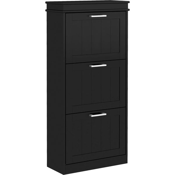 Homcom Meuble à Chaussures, Armoire à Chaussures 3 Portes Abattants 15 Paires, éTagèRes RéGlables, 54 X 24 X 117,5 Cm, Noir-image