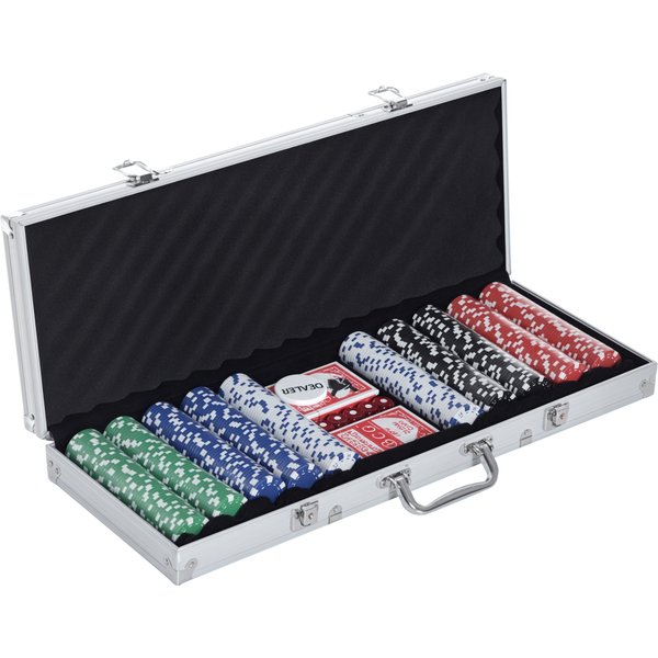 Homcom Malette Professionnelle De Poker 500 Jetons 2 Jeux De Cartes 5 DéS Bouton Dealer 2 CléS Alu-image