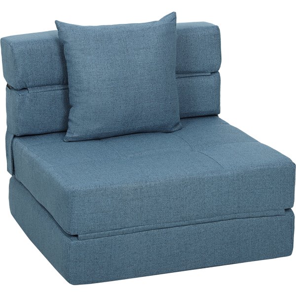 Homcom Chauffeuse Canapé-Lit Convertible Fauteuil 1 Place Avec 1 Coussin DéHoussable, Tissu Bleu Foncé-image