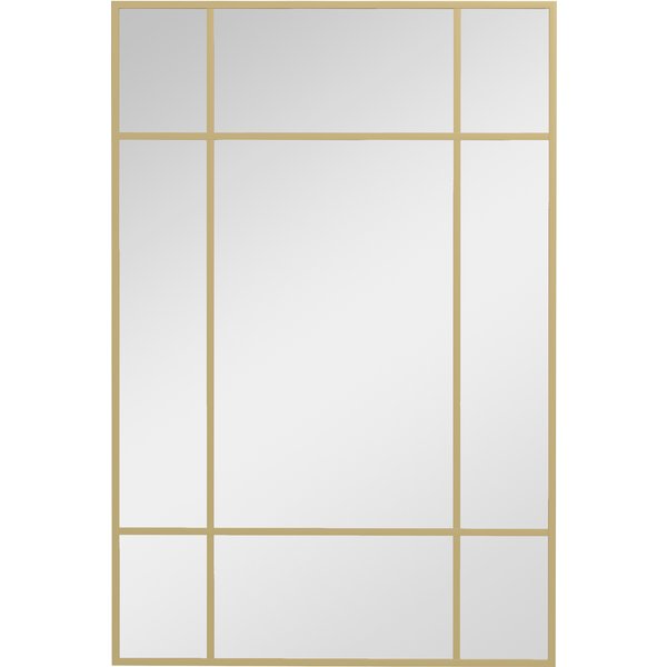Homcom Miroir Mural VerrièRe Rectangulaire Style FenêTre, Horizontal Ou Vertical Avec 4 Crochets, En MéTal Doré - 90X60 Cm-image