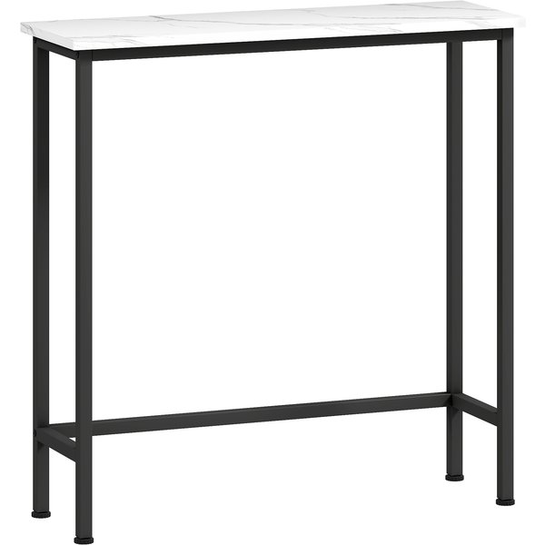 HOMCOM Konsolentisch Flurtisch mit verstellbar Fußpads, Kippschutz, Marmoroptik 75 x 24 x 76 cm Beistelltisch Sofatisch Kleiner Ausstellungstisch für Kleinen Raum, Eingang, Flur, Wohnzimmer Schwarz Aosom