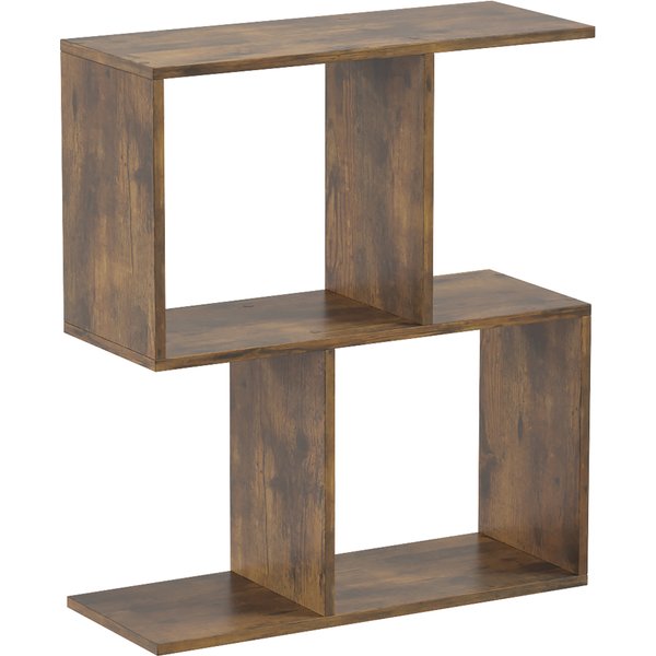 HOMCOM Beistelltisch, Schmaler S-Form Couchtisch mit 3-Ebenen, Industrie-Design, Nachttisch für kleine Räume, Wohn- und Schlafzimmer, 50 x 19,5 x 58 cm, Rustikal-Braun Aosom