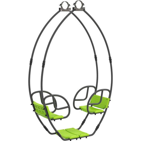 Outsunny BalançOire Pour Enfants Structure En MéTal Avec PoignéE Pour 2 Enfants De 3 à 6 Ans 110,5 X 40,5 X 180 Cm Vert-image