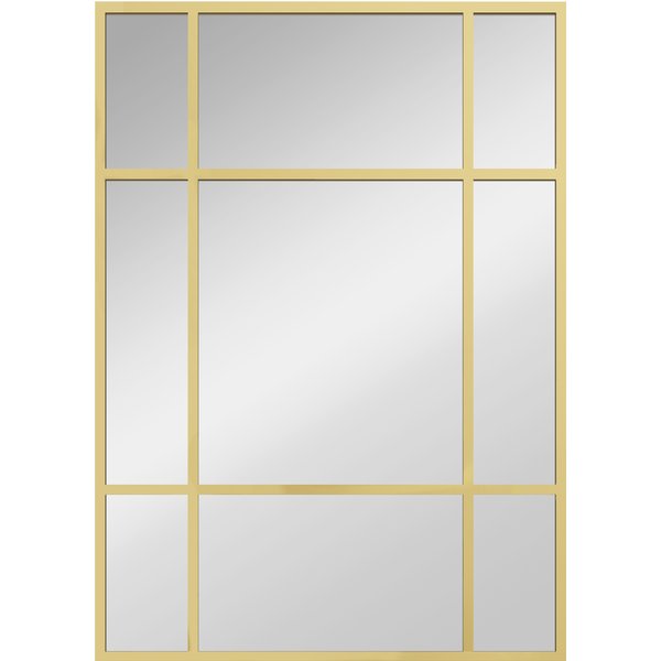 Homcom Miroir Mural Rectangulaire Miroir Type FenêTre 70X50 Cm Avec Cadre MéTallique Miroir DéCoratif Pour Salon Chambre Doré-image