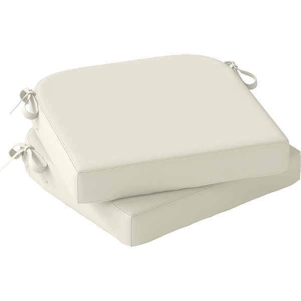 Outsunny Outdoor Chair Seat Cushions Set of 2, Garden Chair Cushions with 7cm Thick Foam & Ties, Cream White