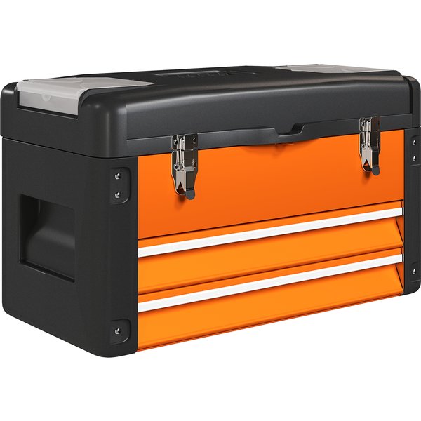 HOMCOM Werkzeugkiste leer, 49,7 x 25,3 x 28,9 cm Werkzeugkasten mit Schublade, Mini-Box, oberes Staufach, Handgriff, Werkzeugkoffer aus Stahl, Orange Aosom