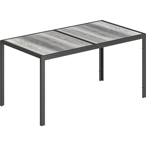 Outsunny Table De Jardin Pour 4 à 6 Personnes, Table à Manger ExtéRieure Avec Plateau à Effet Bois, 150 X 80 X 74 Cm, Gris-image