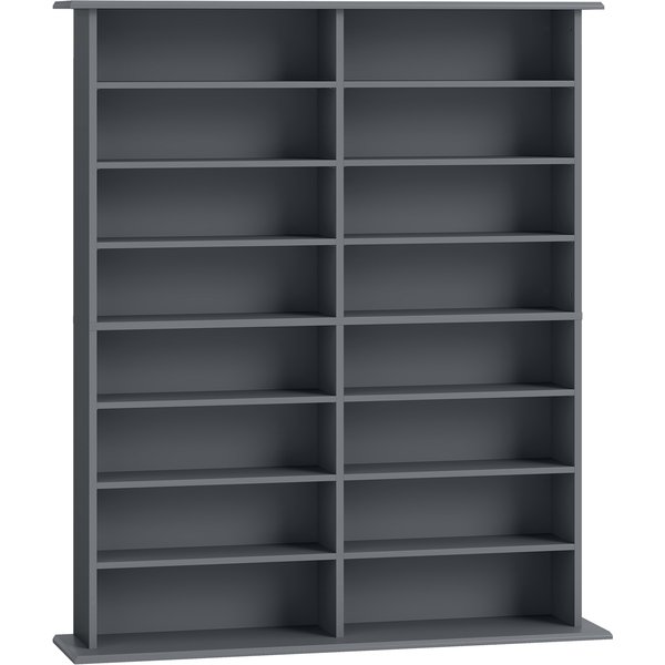 HOMCOM 16-Compartment Media Shelf - Grey