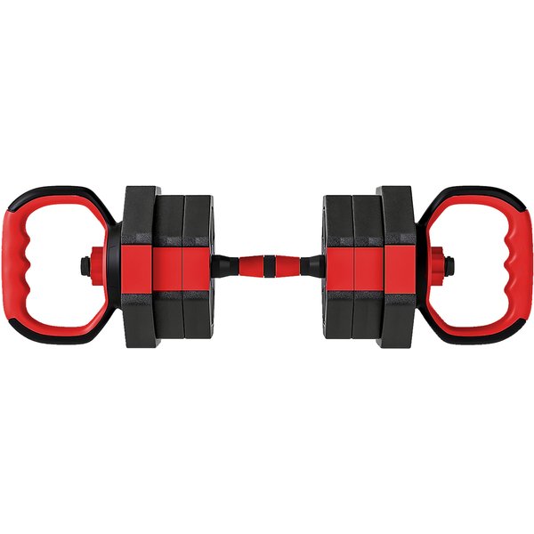 SPORTNOW 4-in-1 Adjustable Weight Dumbbells Set, Used as Kettlebell, Barbell, Dumbbell, Push-Up Stand, 20kg Free Weights Set for Men and Women Home Gym Training, Red