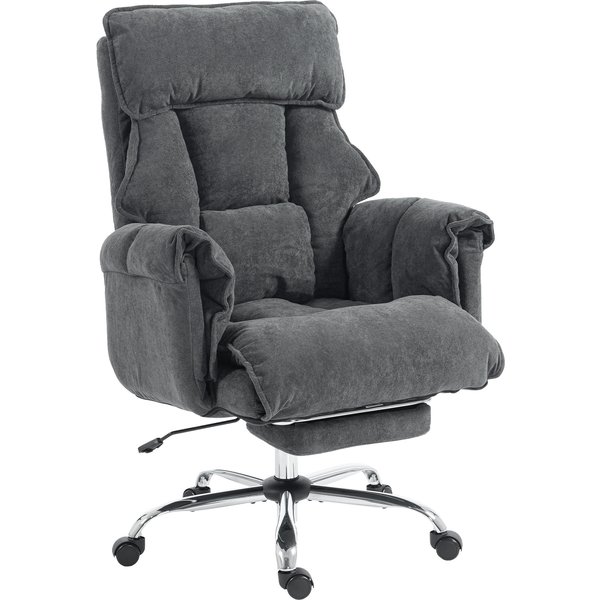 Homcom Chaise Bureau Ergonomique, Fauteuil De Bureau Inclinable, Hauteur RéGlable, Appui-TêTe, Dossier Haut, Gris Foncé-image