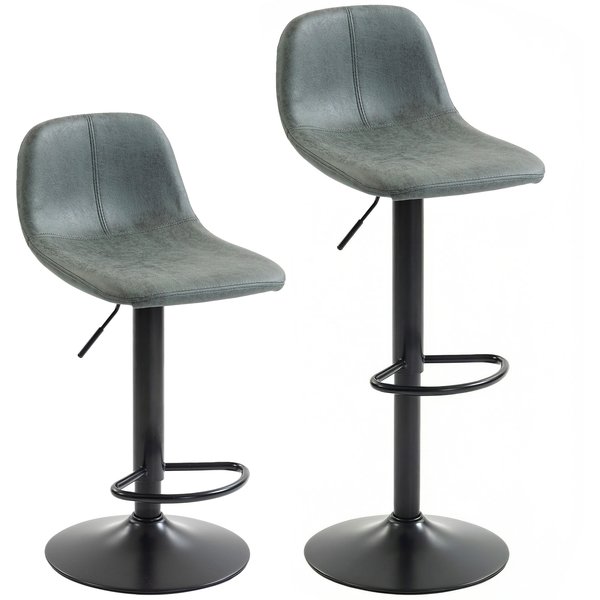 HOMCOM Bar Stools Set of 2, Modern Swivel Barstools with Footrest for Kitchen Island and Dining Room, Green
