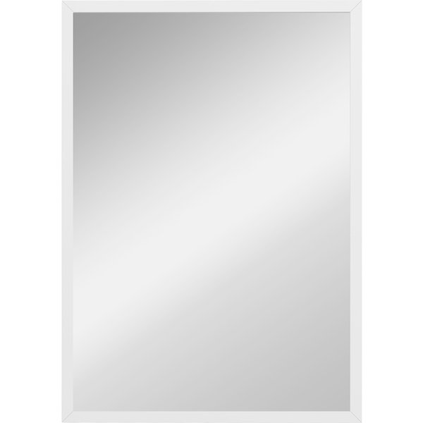 Homcom Miroir Mural Rectangulaire 60 X 40 Cm, Cadre En Bois Blanc, IdéAl Pour La Salle De Bain, Salon Ou Chambre-image