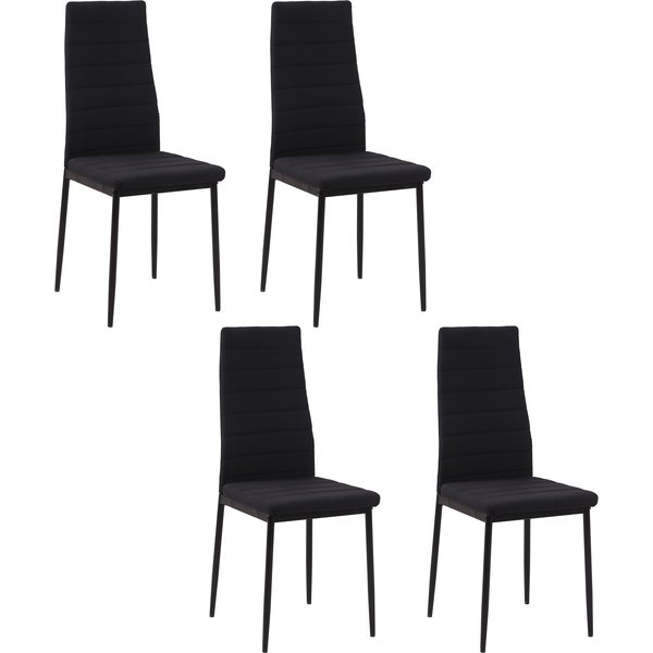 Homcom Lot De 4 Chaises De Salle à Manger Chaises De Cuisine Avec Dossier Haut Pieds En MéTal Et Tissu En Lin 41X50X97Cm Noir-image