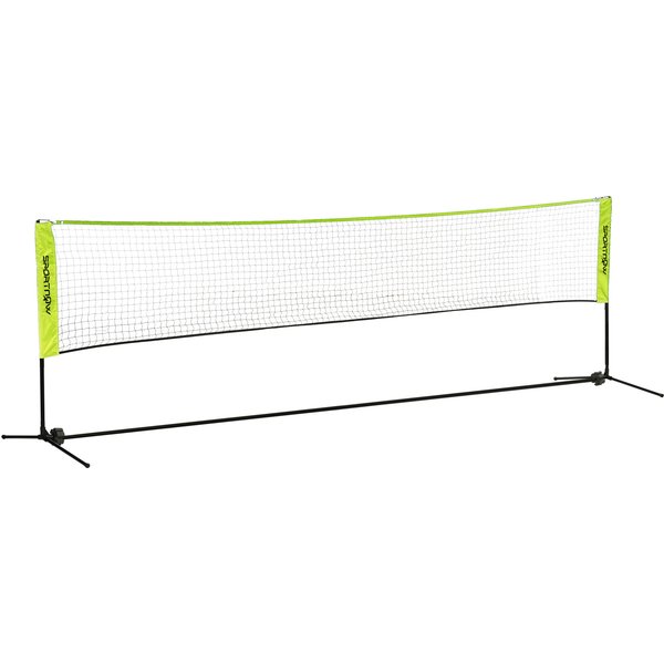 SPORTNOW Badmintonnetz Set Faltbares Tennisnetz, 103/120/155 cm Höhenverstellbar Indoor Outdoor Federballnetz, Volleyballnetz mit Transporttasche Metall Polyester Gelb Aosom