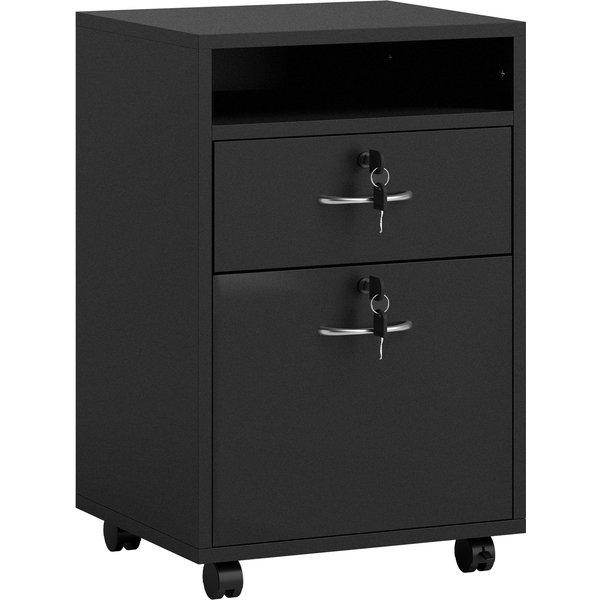 HOMCOM 60cm Storage Cabinet with Drawer, Open Shelf, Metal Handles and 4 Wheels, Office Home Organiser Mobile Printer, Black Aosom UK