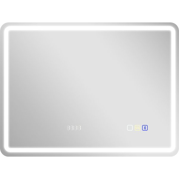 HOMCOM 60 x 80 cm Bluetooth LED Bathroom Mirror with Clock Anti-Fog - Silver Tone | Aosom Ireland