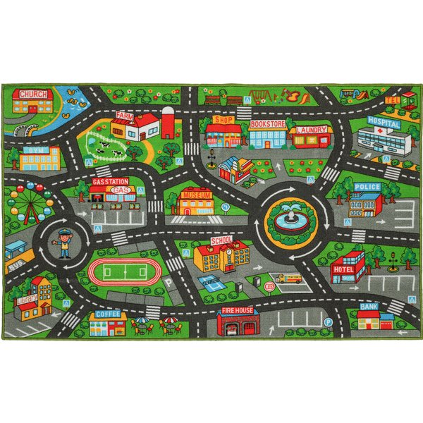 AIYAPLAY Krabbelmatte Baby, Spielmatte 160x100x0,5cm, Rutschfest Krabbeldecke mit Rutschfester Unterseite Stadtmotiv Spielteppich für Kinderzimmer Aosom