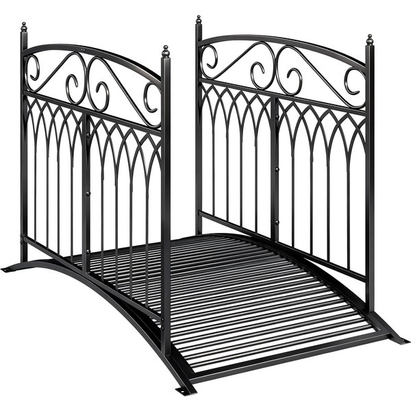 Outsunny Gartenbrücke aus Metall 135,5 cm Teichbrücke mit Sicherheitsgeländern Antik-Optik Rostbeständig Stabil Metallbrücke dekorative Zierbrücke Brücke für Bach Teich einfache Montage Aosom