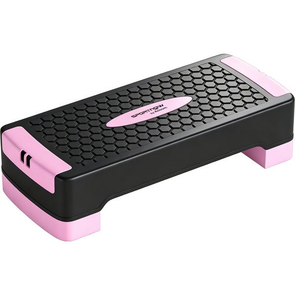 SPORTNOW Steppbrett höhenverstellbar Fitness Aerobic Stepper mit 2 Stufen (11/16 cm) 2 Widerstandsbändern, Anti-Rutsch-Matte, Rutschfest Step Bench für Zuhause Fitnessstudio Büro Rosa Aosom