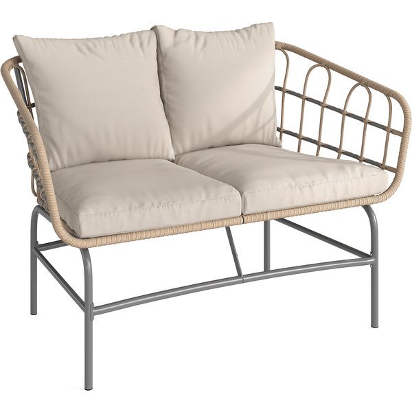 Outsunny Canapé De Jardin 2 Places En RéSine TresséE Coussins ÉPais Anti-Glisse 120 X 67 X 79 Cm Marron-image