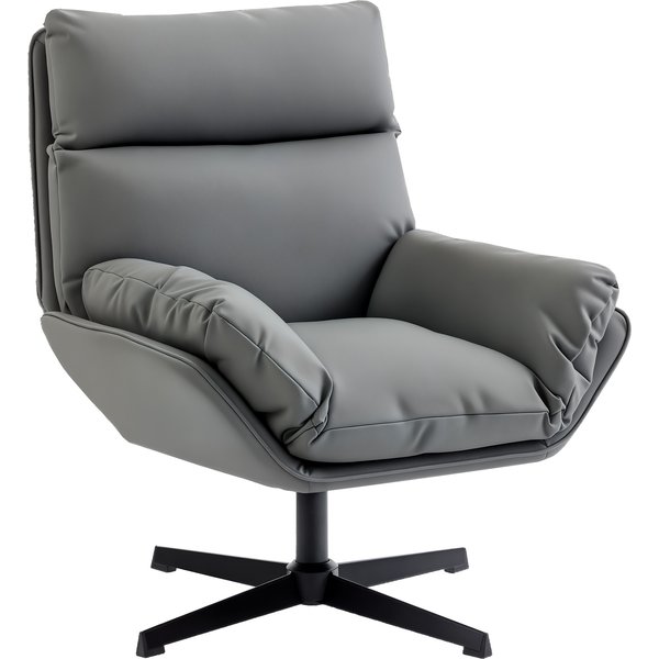 HOMCOM Accent Chair with 360° Swivel Armchair for Living Room with Padded Cushion Dark Grey