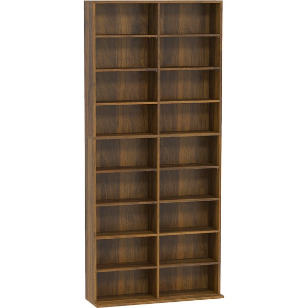 Homcom Rangements Pour Cd Et Dvd 18 Compartiments Capacité Max. 640 CD/360 Dvd 430 Blu-Ray 78,5 X 24 X 175 Cm Noyer Foncé-image