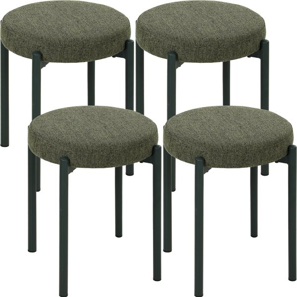 HOMCOM Esszimmerhocker 4er Set Stapelbare Sitzhocker mit Stahlbeinen, Leinenoptik, Küchenhocker Stapelhocker für Esszimmer, Wohnzimmer, Küche, Dunkelgrün Aosom