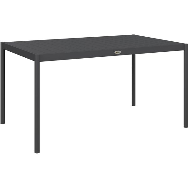 Outsunny Table De Jardin Rectangulaire Pour 6 Personnes En Aluminium Plateau à Lattes Aspect Bois Dim. 145L X 90L X 74H Cm Gris-image
