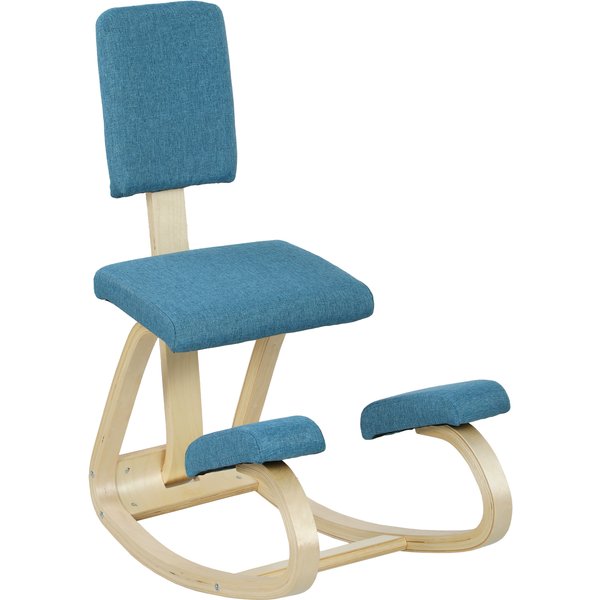 HOMCOM Ergonomischer Kniestuhl, Kniehocker mit Rückenlehne, Basis aus Holz Bürostuhl für Zuhause, Büro, Meditation, zur Verbesserung der Nackenschmerzen Rückenschmerzen Dunkelblau Aosom