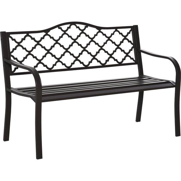 Outsunny Banc 3 Places De Jardin Terrasse Style Rural Chic 127L X 60L X 90H Cm MéTal éPoxy Anticorrosion Fonte Noir Aosom France-image