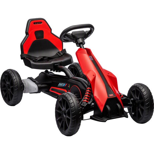 HOMCOM Elektro Go-Kart für Kinder 3-5km/h Gokart mit 2-Fach verstellbarem Geschwindigkeit, Sicherheitsgurt, EVA-Räder, Kinderauto Kinderfahrzeug für 3-8 Jahre Kinder, Rot Aosom